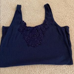 ribbed tank top with embroidery on top